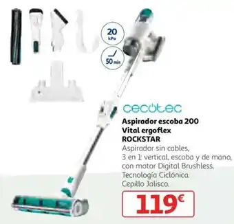 Alcampo Rockstar Cecotec Aspirador escoba 200 Vital ergoflex 3 en 1 vertical, escoba y de mana oferta