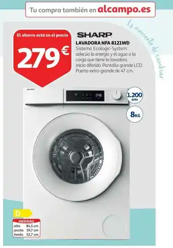 Alcampo Sharp Lavadora NFA 8121WD 47cm oferta