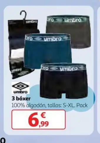 Alcampo 3 bóxer 100% algodón, tallas S-XL Pack oferta