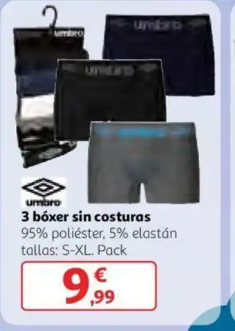 Alcampo 3 bóxer sin costuras 95% poliéster, 5% elastán tallas S-XL Pack oferta
