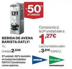 El Corte Inglés Oatly - bebida de avena barista oferta