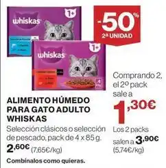 El Corte Inglés Whiskas - alimento húmedo para gato adulto oferta