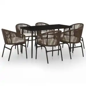 Brico Depôt vidaXL juego de comedor de jardín 7 piezas marrón oferta