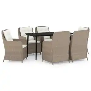 Brico Depôt vidaXL juego de comedor de jardín 7 piezas marrón oferta