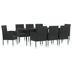 Brico Depôt vidaXL juego de comedor de jardín 9 pzas ratán sintético y acero negro oferta