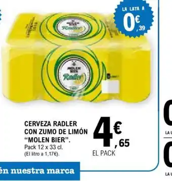 E.Leclerc CERVEZA RADLER CON ZUMO DE LIMÓN oferta