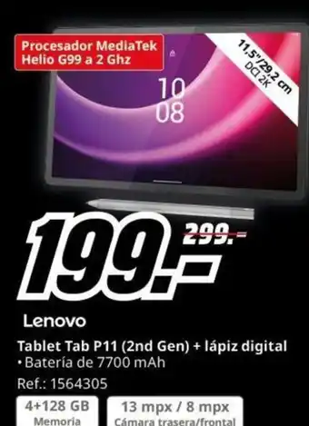 MediaMarkt Tablet Tab P11 (2nd Gen) + lápiz digital oferta