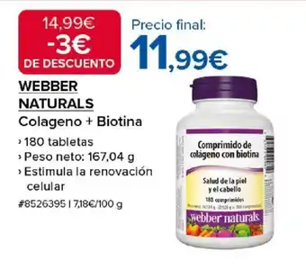 Costco WEBBER NATURALS Colageno + Biotina oferta