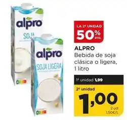 Alimerka Alpro - bebida de soja clasica o ligera oferta