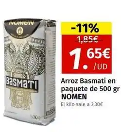 Maskom Supermercados Nomen - arroz basmati en paquete oferta