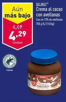 ALDI Delinut - crema al cacao con avellanas oferta