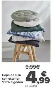 Carrefour Cojin de silla con exterior 100% algodon oferta