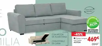 Conforama Chaise longue reversible con cama aston (tela moscow) oferta