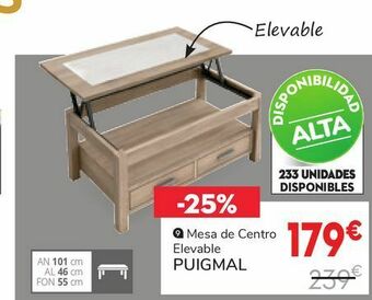 Conforama Mesa de centro elevable puigmal oferta
