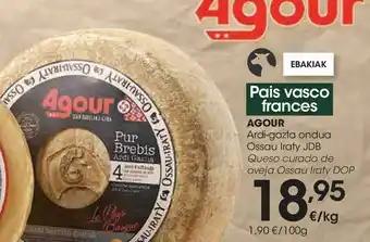 Eroski Agour queso curado de oveja ossau iraty dop oferta