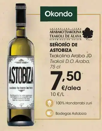 Eroski Señorío de astobiza txakoli d.o. araba, 75 cl oferta