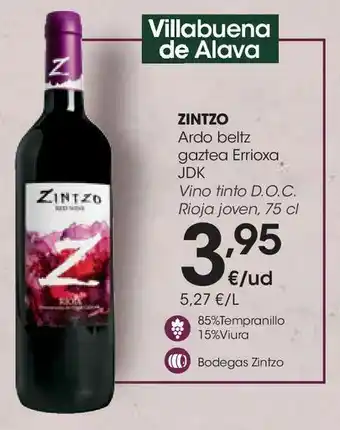 Eroski Zintzo vino tinto d.o.c. rioja joven, 75 cl oferta