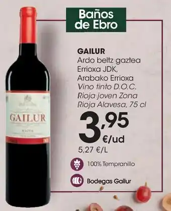 Eroski Gailur vino tinto d.o.c. rioja joven zona rioja alavesa, 75 cl oferta