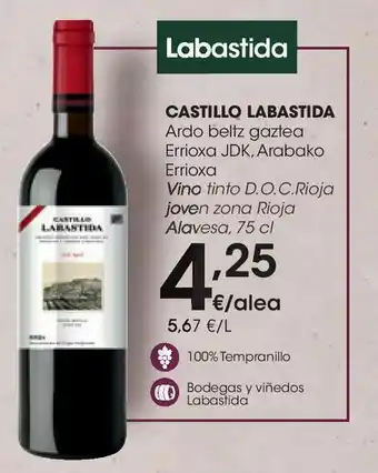 Eroski Castillo labastida vino tinto d.o.c. rioja joven zona rioja alavesa, 75 cl oferta