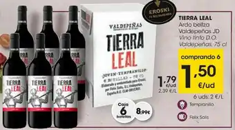 Eroski Tierra leal vino tinto d.o. valdepeñas, 75 cl oferta