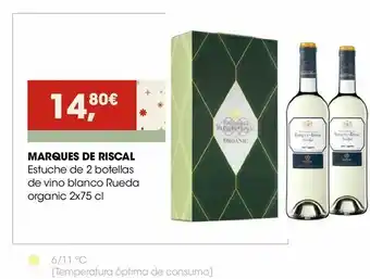 Eroski Marques de riscal estuche de 2 botellas de vino blanco rueda organic oferta