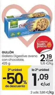 Eroski Gullón - galleta digestive avena con chocolate oferta