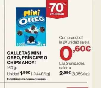 El Corte Inglés GALLETAS MINI OREO, PRÍNCIPE O CHIPS AHOY! 160 g. oferta