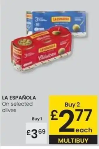 Eroski LA ESPAÑOLA On selected olives oferta