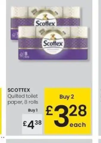 Eroski SCOTTEX Quilted toilet paper, 8 rolls oferta