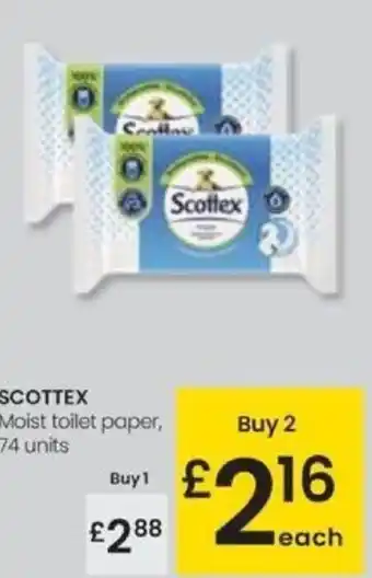 Eroski SCOTTEX Moist toilet paper, 74 units oferta