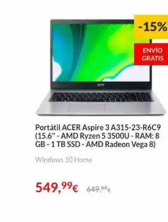 Worten Portátil Acer Aspire 3 A315-23-r6c9 oferta
