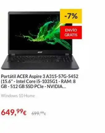 Worten Portátil Acer Aspire 3 A315-57g-5452 oferta