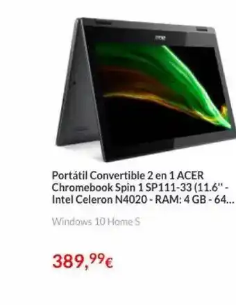 Worten Portátil Convertible 2 En 1 Acer Chromebook Spin 1sp111-33 oferta