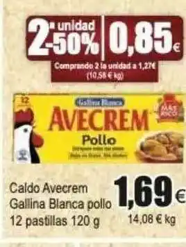 FROIZ 2a Unidad -50% Caldo Avecrem Gallin Blanca Pollo 12 Pastillas 120g oferta