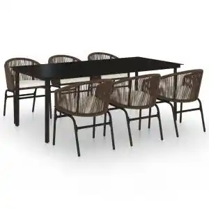 Brico Depôt vidaXL juego de comedor de jardín 7 piezas marrón oferta