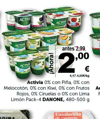 Masymas Activia con Frutas del Bosque, Fresas, Pera o Mango, Pack-4 DANONE, 480 g oferta