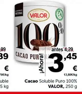 Masymas Cacao Soluble Puro 100% VALOR, 250 g oferta