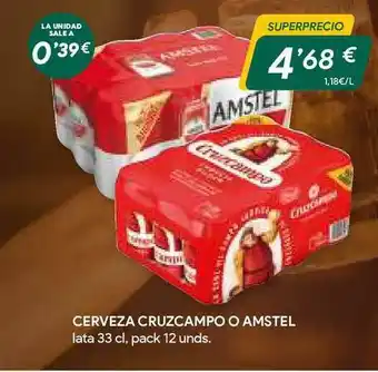 Masymas Cerveza Cruzcampo O Amstel oferta
