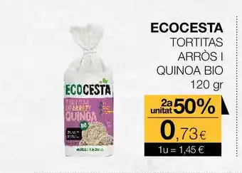 Plusfresc 2a Unitat 50% Ecocesta Tortitas Arròs I Quinoa Bio 120gr oferta