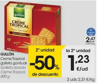 Eroski Galleta dorada creme tropical oferta