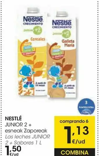 Eroski Las leches junior 2 + sabores oferta