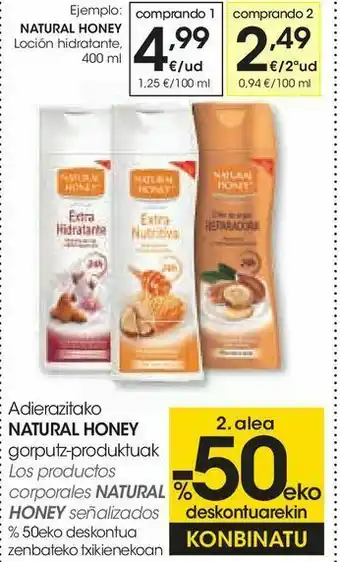 Eroski Loción hidratante natural honey oferta