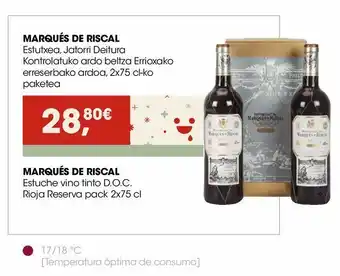 Eroski Marqués de riscal estuche vino tinto d.o.c. rioja reserva oferta