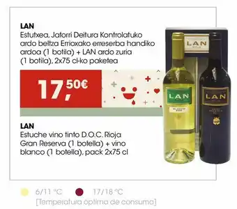 Eroski Lan estuche vino tinto d.o.c. rioja gran reserva + vino blanco oferta