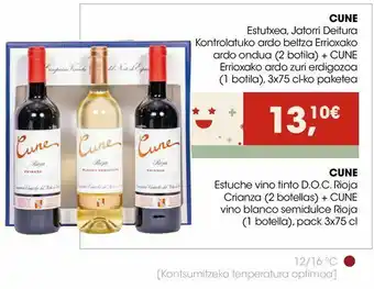 Eroski Cune estuche vino tinto d.o.c. rioja crianza + cune vino blanco semidulce rioja oferta