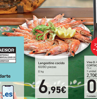 Carrefour Langostino cocido 60/80 piezas oferta