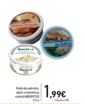 Carrefour Iberitos Paté de salmón atún o manteca colorá 250g oferta