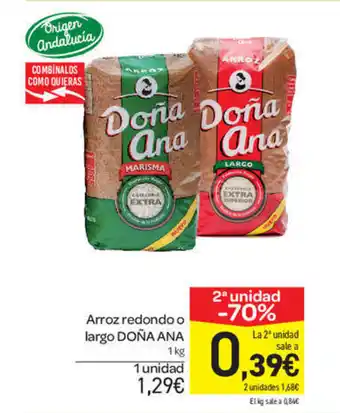 Carrefour Doña Ana Arroz redondo o largo 1kg oferta