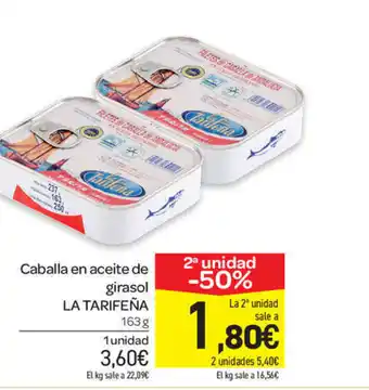 Carrefour La Tarifeña Caballa en aceite de girasol 163g oferta