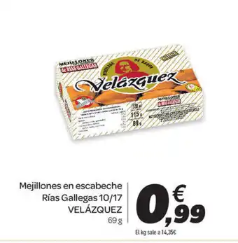 Carrefour Velázquez Mejillones en escabeche Rías Gallegas 10/17 69g oferta